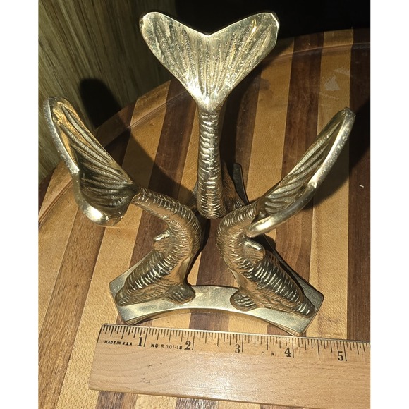 Vintage 4" Crystal Ball  with Dolphin Brass Stand 5.25" Orb Stunning Heavy - Picture 6 of 15